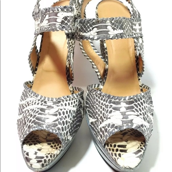 Devi Kroell Python Platform Ankle Strap Heels - Picture 3 of 7